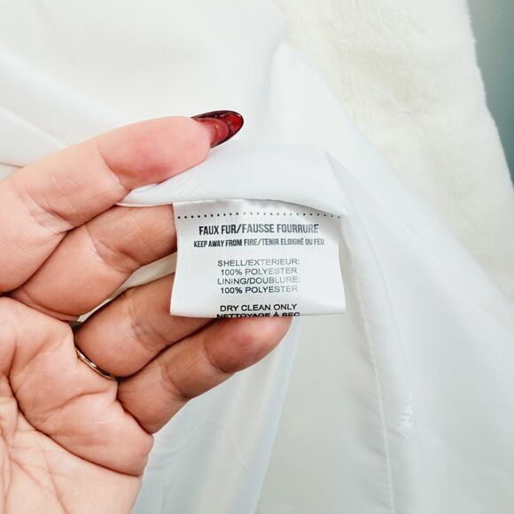 Apparis Sophie Faux Fur Ivory White Cream Mid Length Coat Jacket Medium - Picture 13 of 15